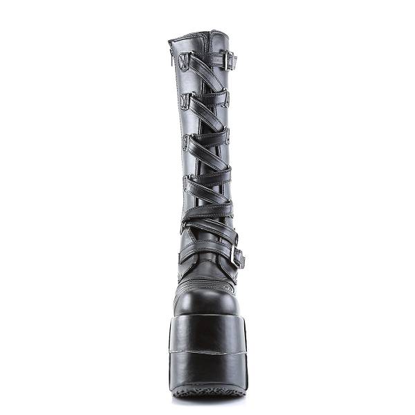 Demonia Men's Stack-308 Knee High Platform Boots - Black Vegan Leather D0928-47US Clearance